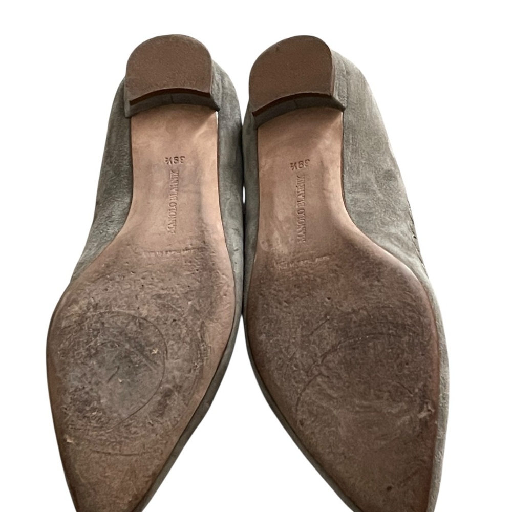 Manolo Blahnik Taupe Suede Ballet Flats Women  Size 39.5 - Picture 7 of 9